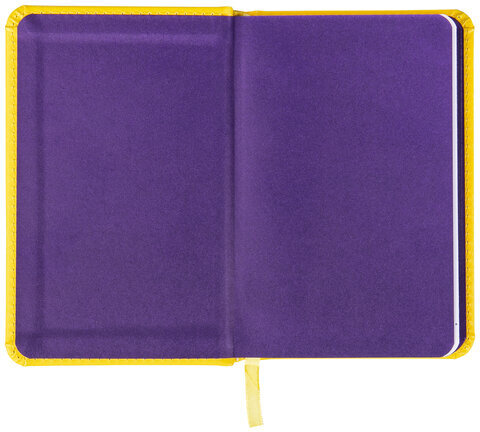 Ежедневник датированный 2024 МАЛЫЙ ФОРМАТ 100х150 мм А6, BRAUBERG "Rainbow", под кожу, желтый, 114790