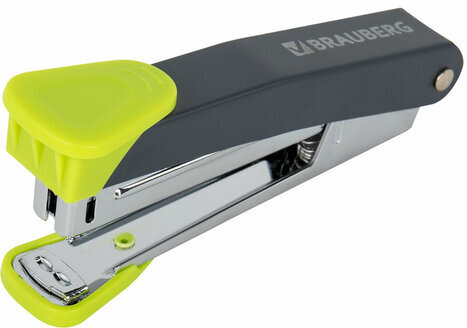 Степлер №10 металлический BRAUBERG "UNIVERSAL GT", до 16 листов, с антистеплером, зеленый, 272752
