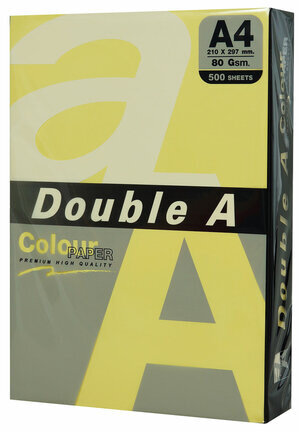 Бумага цветная DOUBLE A, А4, 80 г/м2, 500 л., пастель, желтая