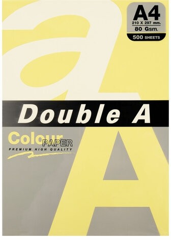 Бумага цветная DOUBLE A, А4, 80 г/м2, 500 л., пастель, желтая