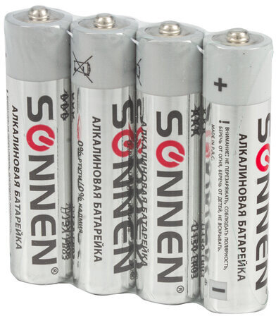 Батарейки КОМПЛЕКТ 24 шт, SONNEN Alkaline, ААА (LR03, 24А), алкалиновые, мизинчиковые, короб, 455096