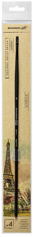 Кисть художественная проф. BRAUBERG ART CLASSIC, белка, плоская, № 4, длинная ручка, 200917