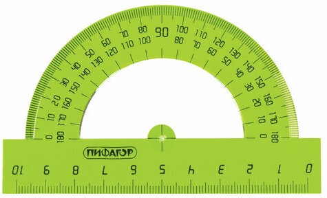 Набор чертежный средний ПИФАГОР (линейка 20 см, 2 треугольника, транспортир), прозрачный, неоновый, пакет, 210626