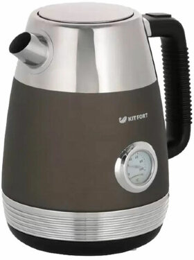 Чайник KITFORT КТ-633-1, 1,7 л, 2200 Вт, закрытый нагревательный элемент, термометр, пластик/металл, графит
