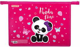 Папка для тетрадей ПИФАГОР А4, 1 отделение, картон/пластик, на молнии, &quot;Panda Time&quot;, 271440