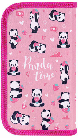 Пенал ЮНЛАНДИЯ, 2 отделения, полиэстер, 19х11 см, "Pandamania", 271540