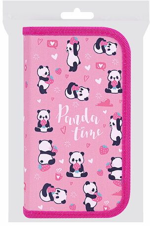 Пенал ЮНЛАНДИЯ, 2 отделения, полиэстер, 19х11 см, "Pandamania", 271540