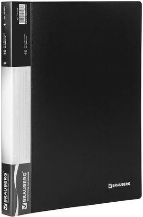 Папка 40 вкладышей BRAUBERG стандарт, черная, 0,7 мм, 221604