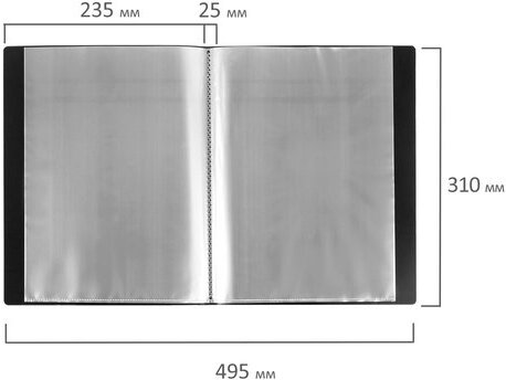 Папка 40 вкладышей BRAUBERG стандарт, черная, 0,7 мм, 221604