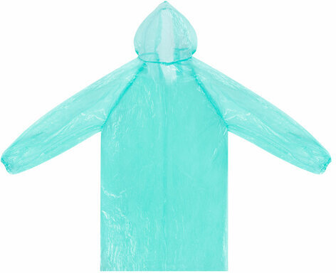 Дождевик-плащ зеленый на кнопках полиэтиленовый, универсальный размер 120х80 см, SHAMAANI (ШАМААНИ), 610930