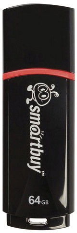 Флеш-диск 64 GB, SMARTBUY Crown, USB 2.0, черный, SB64GBCRW-K
