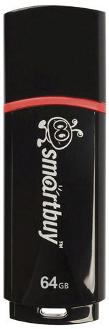 Флеш-диск 64 GB, SMARTBUY Crown, USB 2.0, черный, SB64GBCRW-K