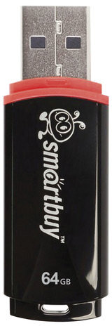 Флеш-диск 64 GB, SMARTBUY Crown, USB 2.0, черный, SB64GBCRW-K