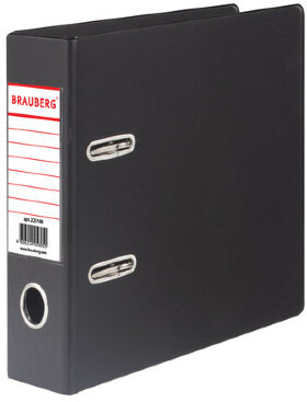 Папка-регистратор МАЛЫЙ ФОРМАТ (148х210 мм), А5, 70 мм, ВЕРТИКАЛЬНАЯ, двухстороннее покрытие, ПВХ, черная, BRAUBERG, 223188
