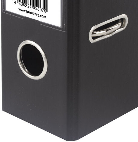 Папка-регистратор МАЛЫЙ ФОРМАТ (148х210 мм), А5, 70 мм, ВЕРТИКАЛЬНАЯ, двухстороннее покрытие, ПВХ, черная, BRAUBERG, 223188