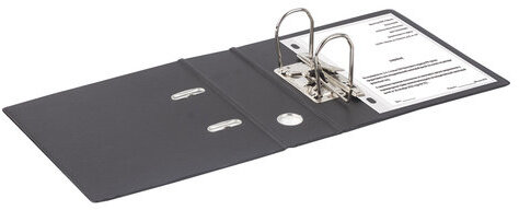 Папка-регистратор МАЛЫЙ ФОРМАТ (148х210 мм), А5, 70 мм, ВЕРТИКАЛЬНАЯ, двухстороннее покрытие, ПВХ, черная, BRAUBERG, 223188