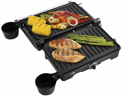 Электрогриль KITFORT КТ-1645, 1200 Вт, фиксированные панели, регулировка температуры, черный