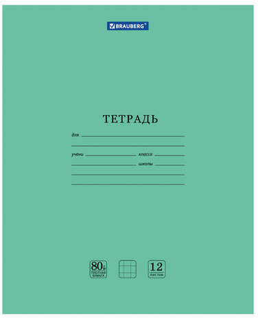 Тетрадь BRAUBERG "EXTRA" 12 л., клетка, плотная бумага 80 г/м2, обложка картон, 105706