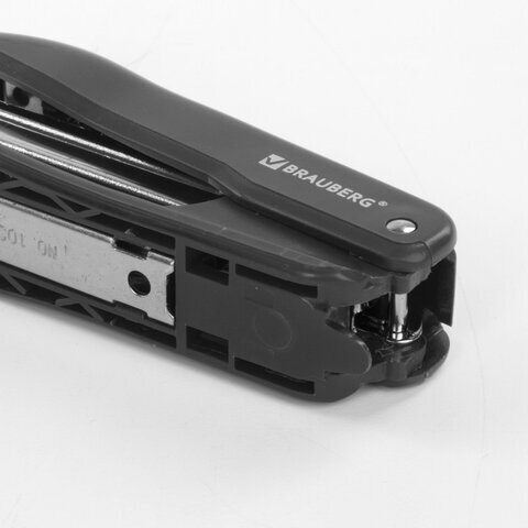 Степлер №10 BRAUBERG "SX-19", до 12 листов, с антистеплером, черный, 228587