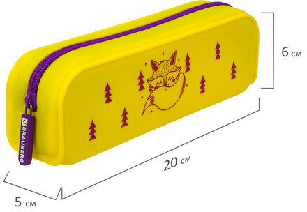 Пенал-косметичка BRAUBERG, силикон, "Fox", 20х5х6 см, 229029