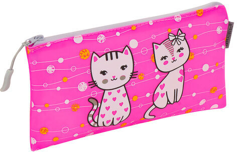 Пенал-конверт BRAUBERG, мягкий, водонепроницаемая молния, формат А6, "Kittens", 22х12 см, 229258