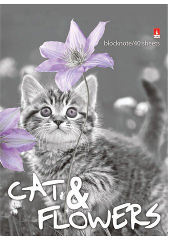 Блокнот А6, 40 л., гребень, ламинированный картон, клетка, Альт, "Котята", (5 видов), 3-40-028