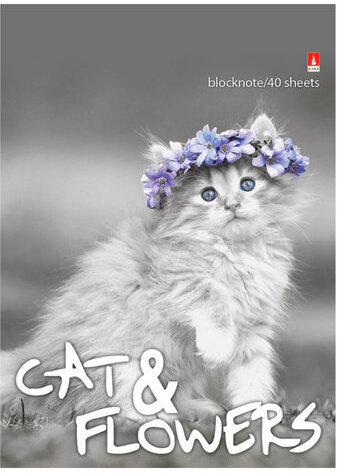 Блокнот А6, 40 л., гребень, ламинированный картон, клетка, Альт, "Котята", (5 видов), 3-40-028