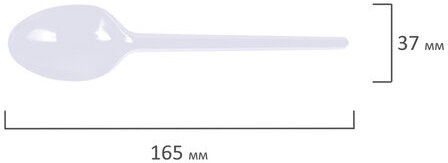 Ложка столовая одноразовая пластиковая 165 мм, белая, КОМПЛЕКТ 100 шт., БЮДЖЕТ, LAIMA, 600947