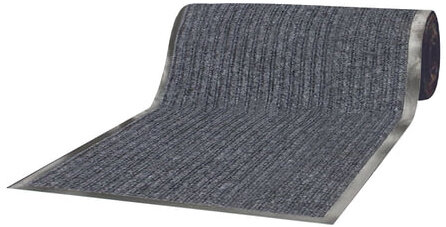 Коврик дорожка ворсовый влаго-грязезащита LAIMA, 1,2х15 м, толщина 7 мм, РЕБРИСТЫЙ, серый, В РУЛОНЕ, 602881