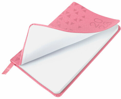 Еженедельник датированный 2023 МАЛЫЙ ФОРМАТ 95х155 мм А6, BRAUBERG "Glance", под кожу, розовый, 113977