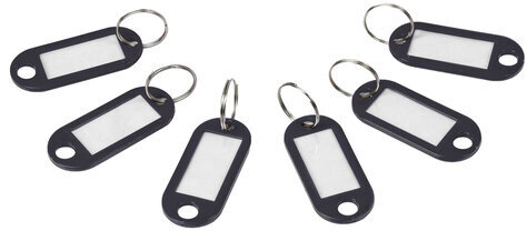 Бирки для ключей КОМПЛЕКТ 50 ШТ., длина 50 мм, инфо-окно 30х15 мм, ЧЕРНЫЕ, STAFF, 237491, 88