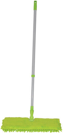Швабра двусторонняя 40 см, телескопический черенок 120 см, резьба 1,6 см, микрофибра 40 см, ЛЮБАША, 605026