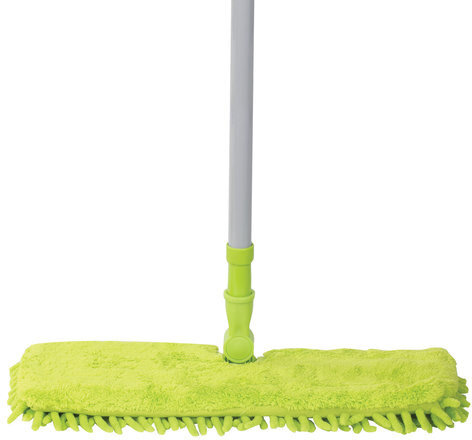 Швабра двусторонняя 40 см, телескопический черенок 120 см, резьба 1,6 см, микрофибра 40 см, ЛЮБАША, 605026