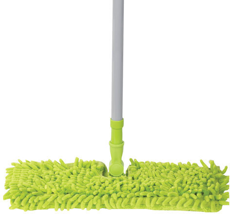 Швабра двусторонняя 40 см, телескопический черенок 120 см, резьба 1,6 см, микрофибра 40 см, ЛЮБАША, 605026