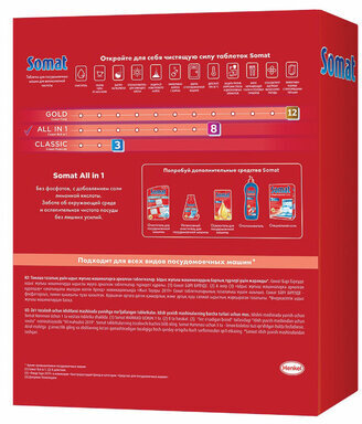 Таблетки для посудомоечных машин 65 шт. SOMAT "All-in-1", 2489254
