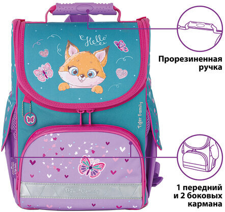 Ранец ЮНЛАНДИЯ by TIGER FAMILY, Эргономичный, "Cute fox", 35х31х19 см, 229986