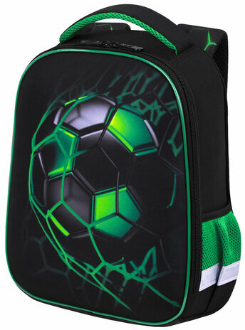 Ранец BRAUBERG KIDS START, 1 отделение, 2 кармана, "Green ball", 35х26х13 см, 272092