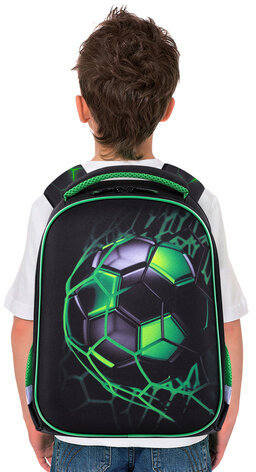 Ранец BRAUBERG KIDS START, 1 отделение, 2 кармана, "Green ball", 35х26х13 см, 272092