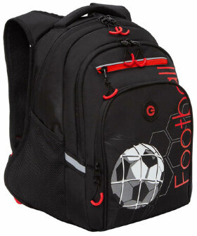 Рюкзак GRIZZLY школьный, анатомическая спинка, 2 отделения, для мальчиков, FOOTBALL, 38х26х20 см, RB-350-1/1