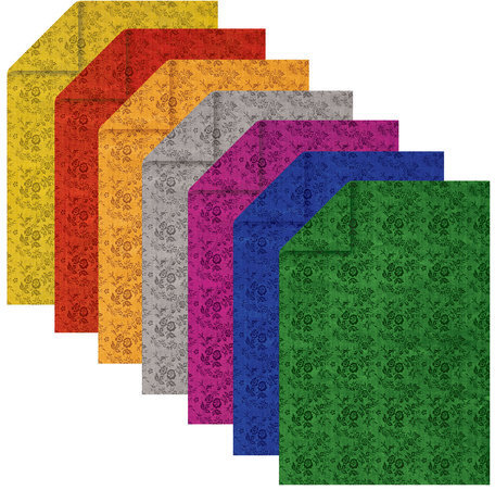 Цветная фольга А4 ДВУСТОРОННЯЯ ФАКТУРНАЯ, 7 листов 7 цветов, "ЦВЕТЫ", ОСТРОВ СОКРОВИЩ, 128979