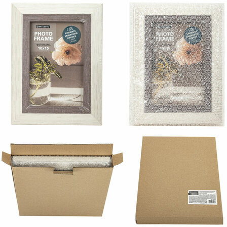 Рамка 10х15 см небьющаяся, багет 30 мм, пластик, BRAUBERG "Lambert", слоновая кость/капучино, 391249