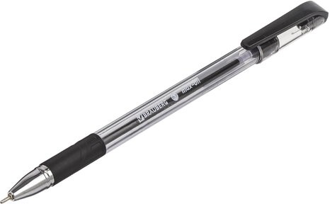 Ручка шариковая масляная с грипом BRAUBERG "Max-Oil", ЧЕРНАЯ, игольчатый узел 0,7 мм, линия письма 0,35 мм, 142142