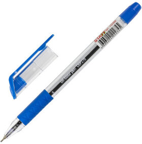 Ручка шариковая масляная с грипом STAFF &quot;OBP-279&quot;, СИНЯЯ, игольчатый узел 0,7 мм, линия письма 0,35 мм, 142988