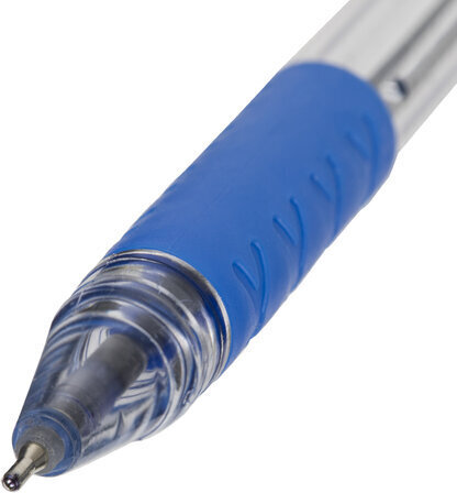 Ручка шариковая масляная с грипом STAFF "OBP-279", СИНЯЯ, игольчатый узел 0,7 мм, линия письма 0,35 мм, 142988