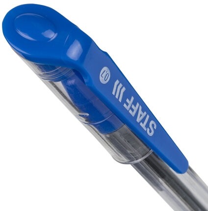 Ручка шариковая масляная с грипом STAFF "OBP-279", СИНЯЯ, игольчатый узел 0,7 мм, линия письма 0,35 мм, 142988