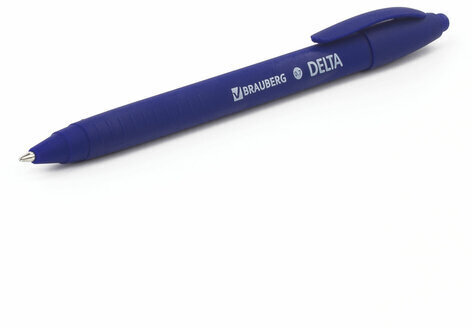 Ручка шариковая масляная автоматическая BRAUBERG "Delta", СИНЯЯ, soft-touch, 0,7 мм, линия 0,5 мм, 143339, OBPR365