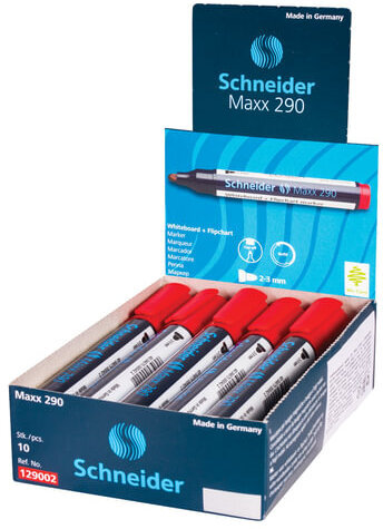 Маркер для доски и флипчарта SCHNEIDER (Германия) "Maxx 290", КРАСНЫЙ, скошенный наконечник, 2-3 мм, 129002