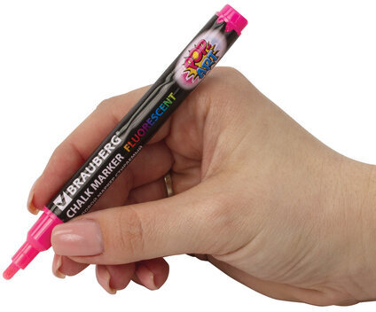 Маркер меловой "POP-ART" РОЗОВЫЙ, 3,5 мм, стираемый, для гладких поверхностей, BRAUBERG, 151522