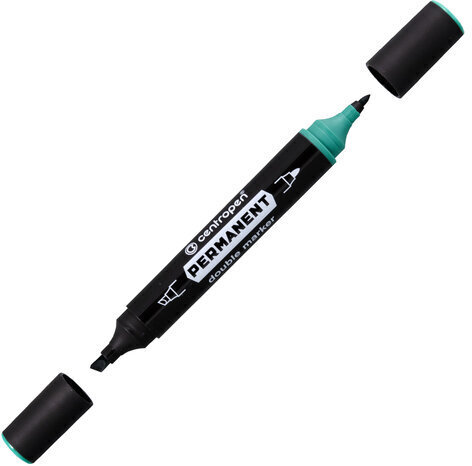 Маркер перманентный двусторонний CENTROPEN 1666, ЗЕЛЕНЫЙ, круглый/скошенный, 1/1-4 мм, 6 1666 0110