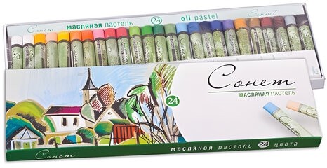 Пастель масляная художественная "Сонет", 24 цвета, круглое сечение, 7041156